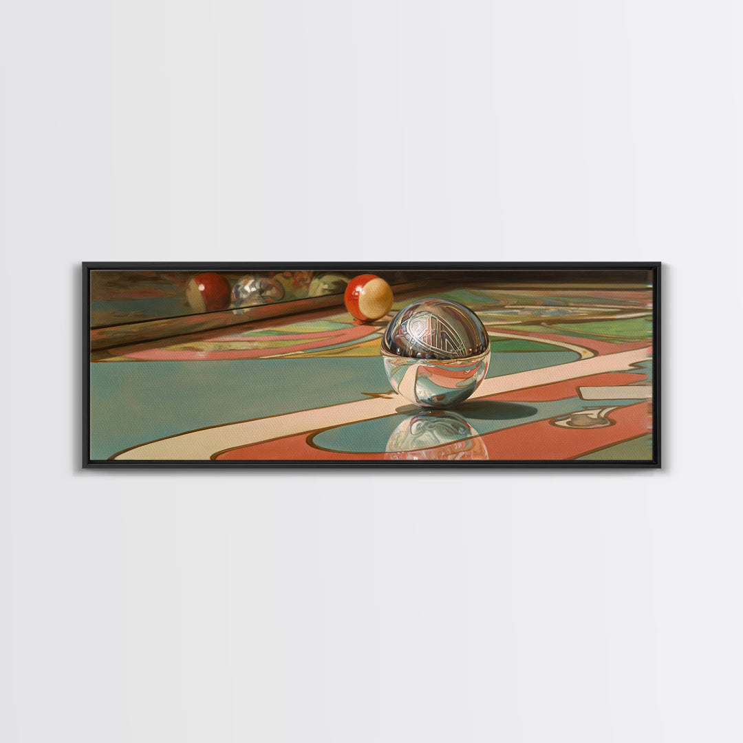 Pinball Silver Ball Canvas Print, Game Room Art, Modern Wall Art, Game Room Decor, Fine Art, Play, Unique Home Decor, GRA-3x1-13