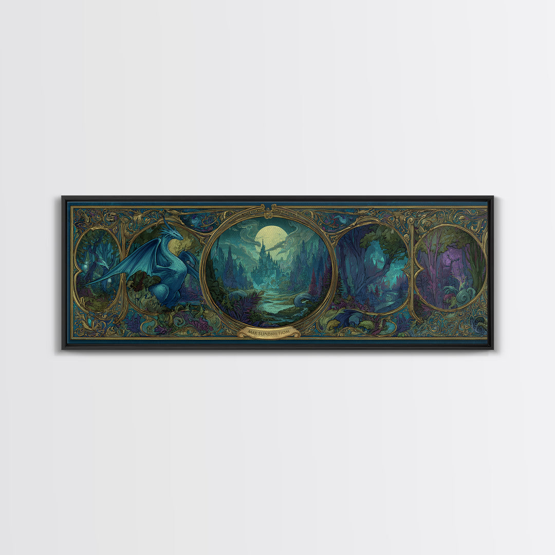 Fantasy Board Game Dragon Token Scene Canvas Print, Game Room Art, Gallery Decor, Game Room Decor, Fine Art, Play, GRA-3x1-3