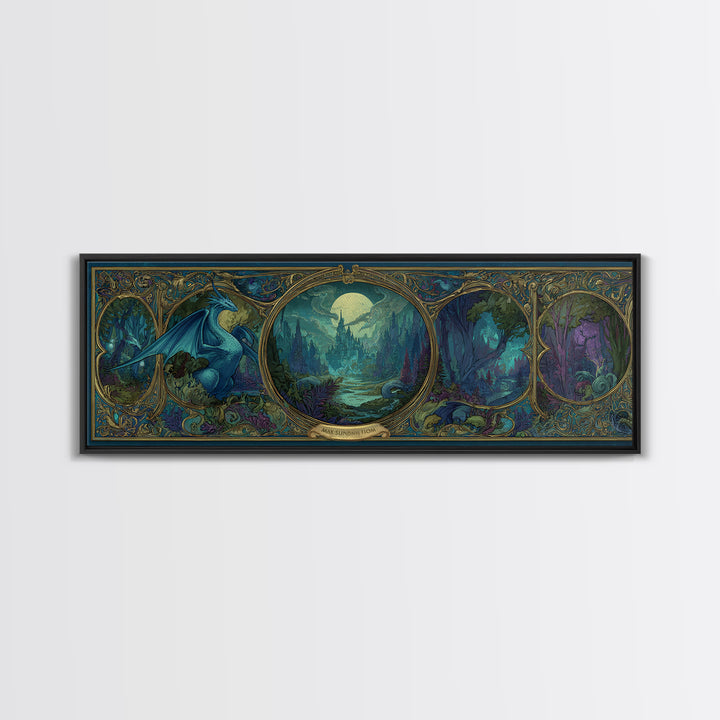 Fantasy Board Game Dragon Token Scene Canvas Print, Game Room Art, Gallery Decor, Game Room Decor, Fine Art, Play, GRA-3x1-3