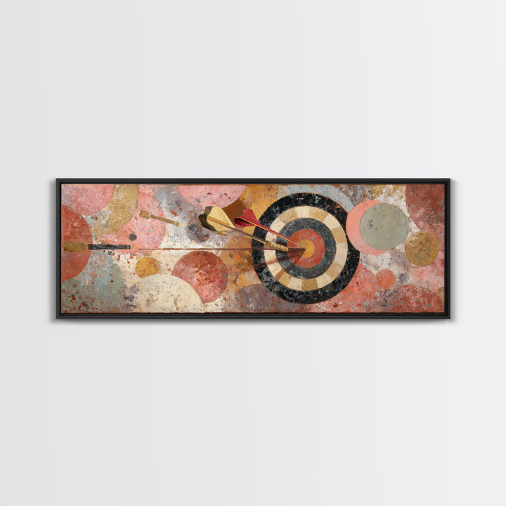 Dartboard Bullseye with Dynamic Motion Canvas Print, Game Room Art, Art Print, Game Room Decor, Fine Art, Play, Canvas Art, GRA-3x1-48