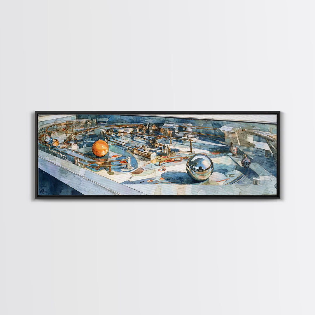Pinball Silver Ball Canvas Print, Game Room Art, Playroom Wall Decor, Game Room Decor, Oil Painting, Play, Statement Artwork, GRA-3x1-61