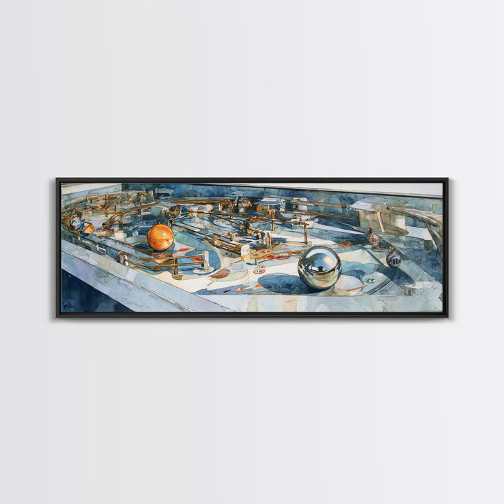Pinball Silver Ball Canvas Print, Game Room Art, Playroom Wall Decor, Game Room Decor, Oil Painting, Play, Statement Artwork, GRA-3x1-61