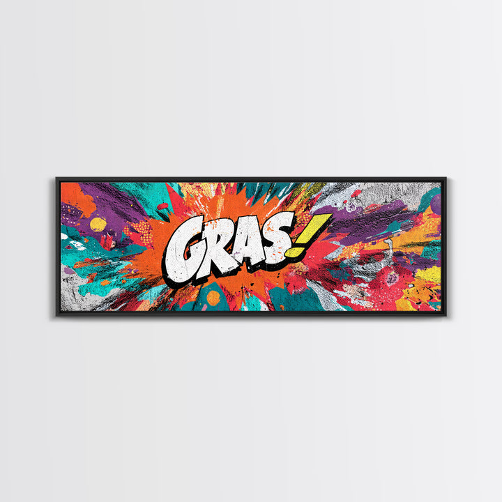 Comic Style Explosion with Game Icons Framed Canvas Print, Game Room Art, Neutral Decor, Game Room Decor, Fine Art, Play, GRA-3x1-7