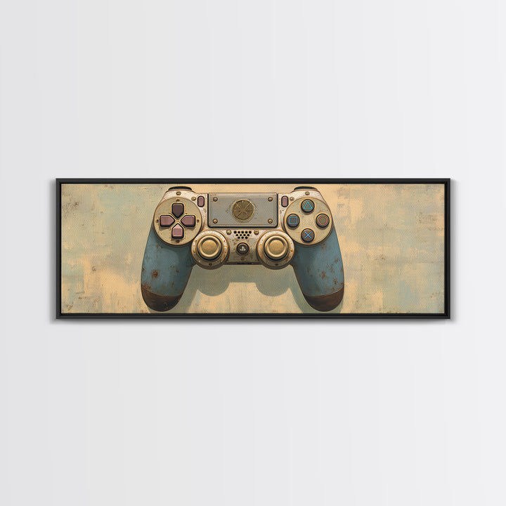 Old School Game Controller Canvas Print, Game Room Art, Trendy Wall Art, Game Room Decor, Watercolor Art, Play, GRA-3x1-94
