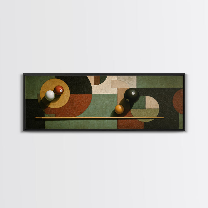 Pool Cue and Chalk on Green Felt Canvas Print, Game Room Art, Playroom Wall Decor, Game Room Decor, Play, Statement Artwork, GRA-3x1-98