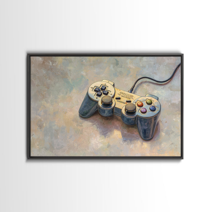 Old School Game Controller Framed Canvas Print, Game Room Art, Canvas Print, Game Room Decor, Fine Art, Play, Man Cave Decor, GRA-3x2-10