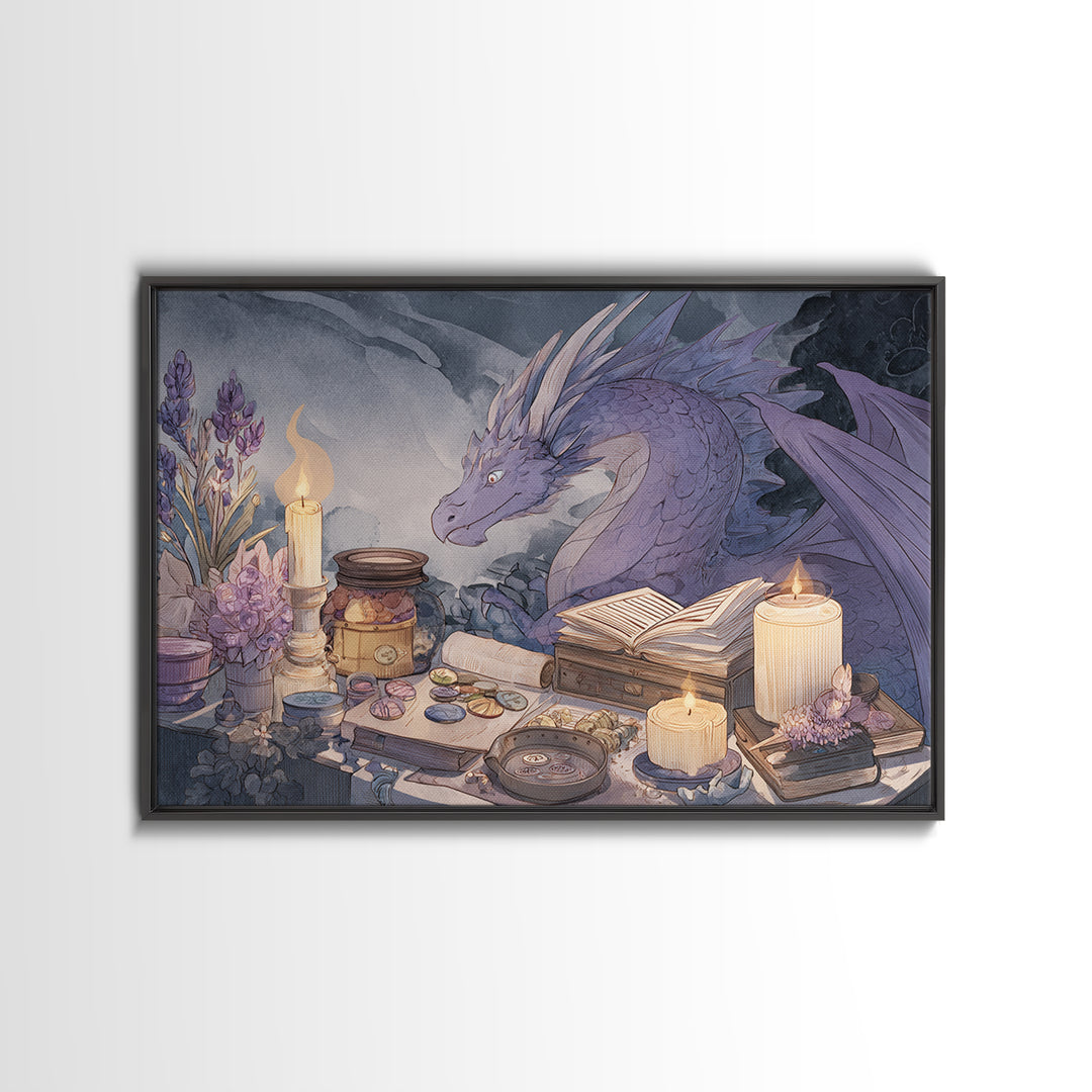 Fantasy Board Game Dragon Token Scene Framed Canvas Print, Game Room Art, New Home Gift, Game Room Decor, Fine Art, Play, GRA-3x2-15