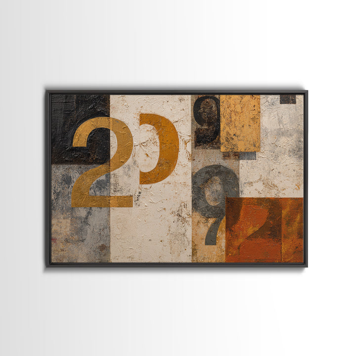 Scoreboard Numbers as Abstract Design Framed Canvas Print, Game Room Art, Modern Wall Art, Game Room Decor, Fine Art, Play, GRA-3x2-28
