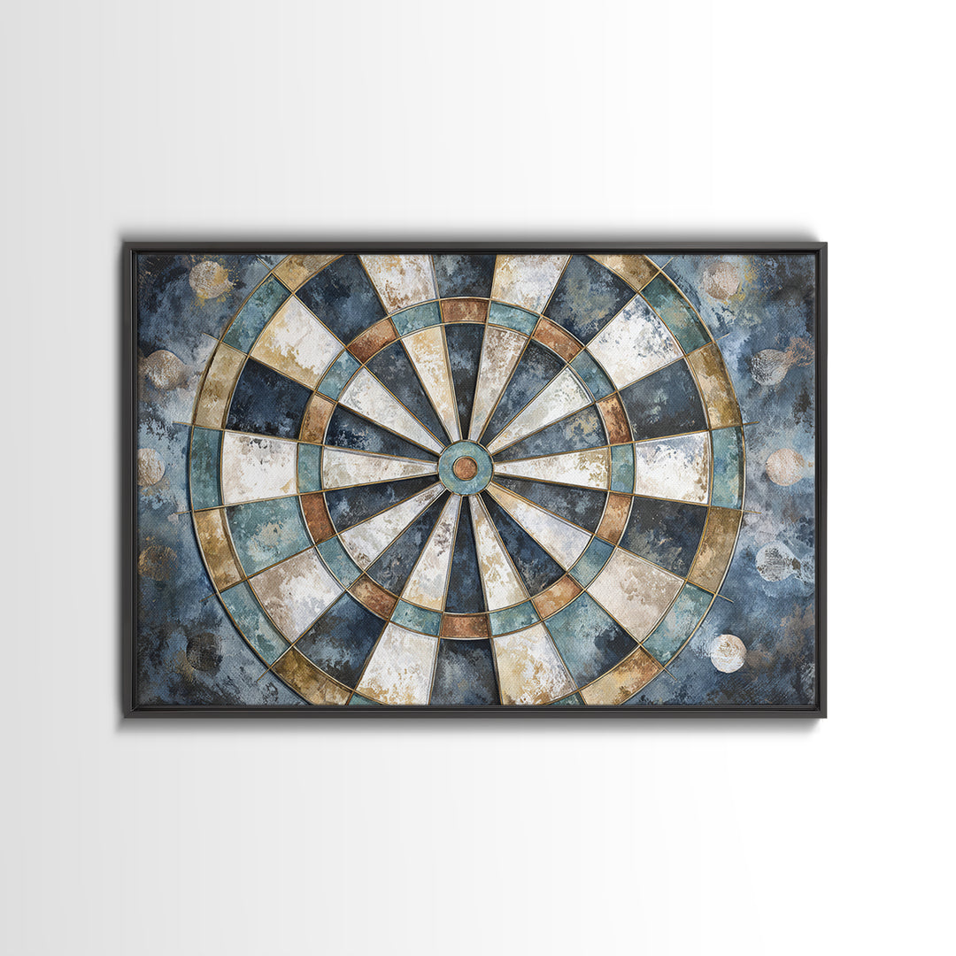 Dartboard Bullseye with Dynamic Motion Canvas Print, Game Room Art, Boho Decor, Game Room Decor, Play, Classroom Decor, GRA-3x2-84