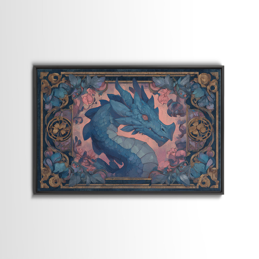 Fantasy Board Game Dragon Token Scene Framed Canvas Print, Game Room Art, Fine Art Print, Game Room Decor, Fine Art, Play, GRA-3x2-87