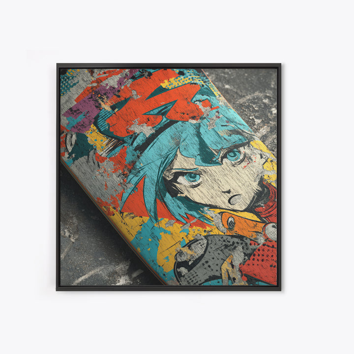 Skateboard Deck Graphic Framed Canvas Print, Graffiti Art, Large Wall Art, Living Room Decor, Fine Art, Street, Modern Wall Art, GRF-1x1-7
