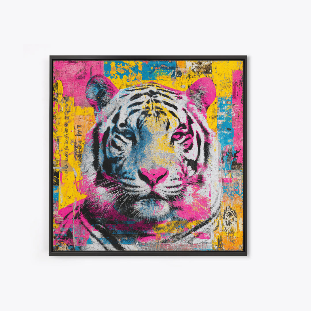 Urban Tiger Portrait Canvas Print, Graffiti Art, Statement Artwork, Living Room Decor, Fine Art, Street, Wall Decor, Painting, GRF-1x1-75