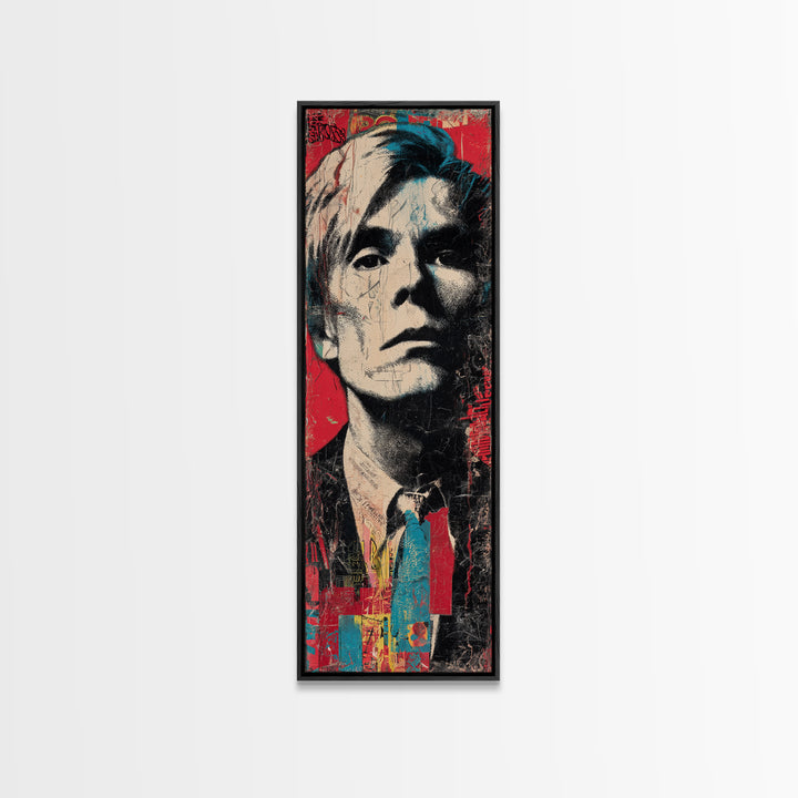 Stencil Portrait with Red and Black Contrast Framed Canvas Print, Graffiti Art, Art, Living Room Decor, Fine Art, Street, GRF-1x3-24
