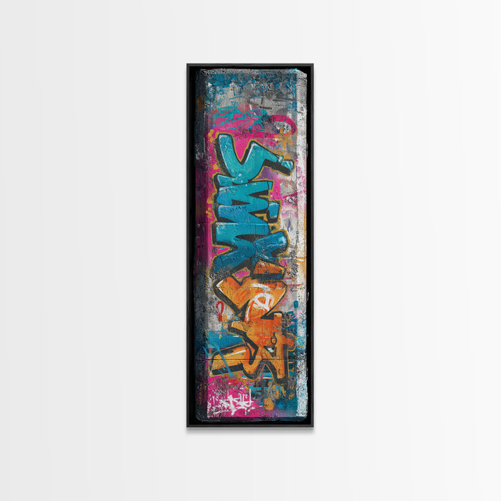 Graffiti Lettering Forms Without Readable Words Framed Canvas Print, Graffiti Art, Wall Art, Living Room Decor, Street, GRF-1x3-45