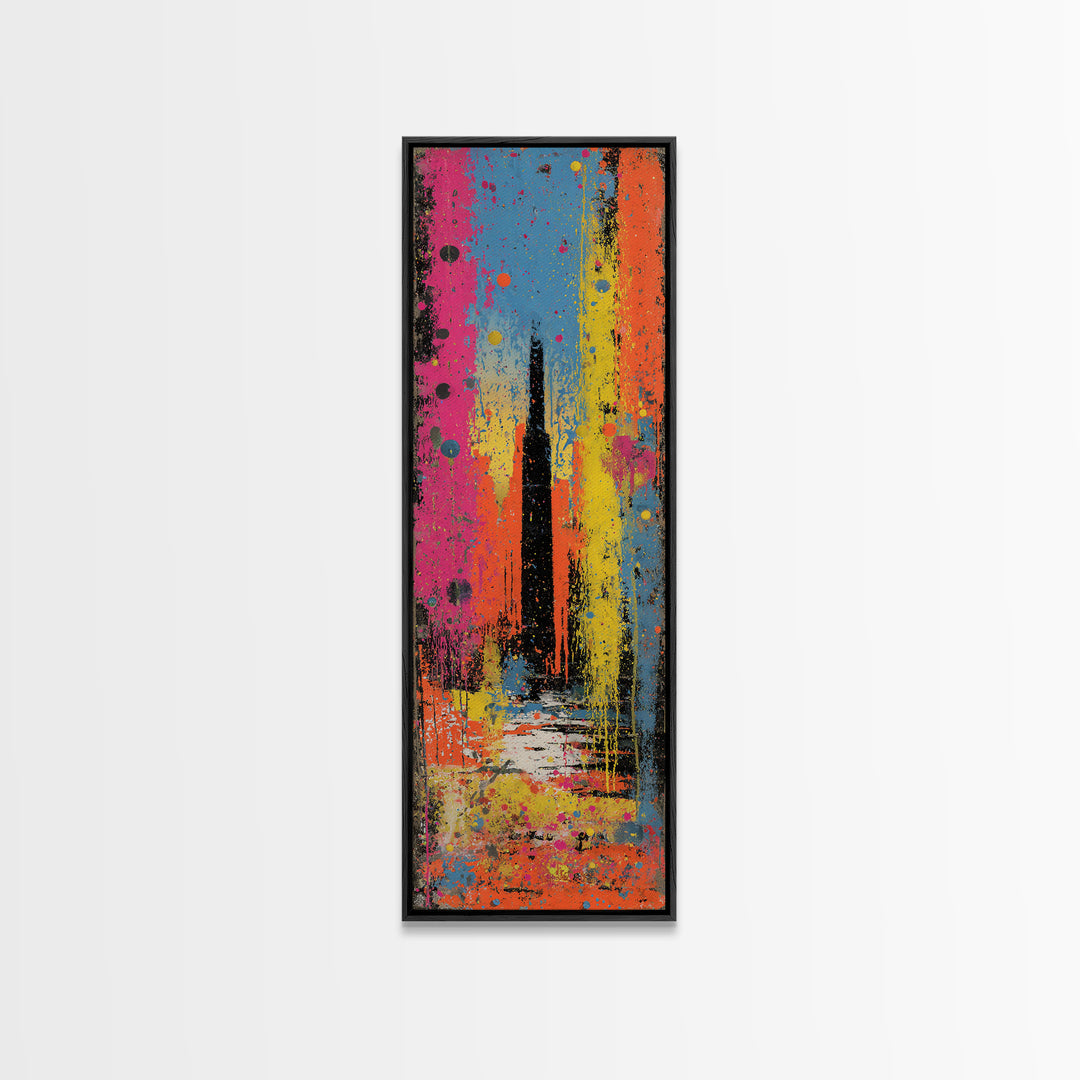 Paint Drips Forming a Skyline Silhouette Canvas Print, Graffiti Art, Boho Decor, Living Room Decor, Fine Art, Street, GRF-1x3-97