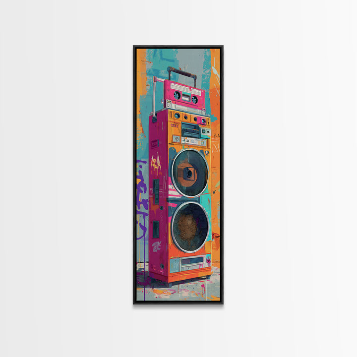 Boombox and Cassette Tape Canvas Print, Graffiti Art, Textured Painting, Living Room Decor, Fine Art, Street, Outdoor Decor, GRF-1x3-98