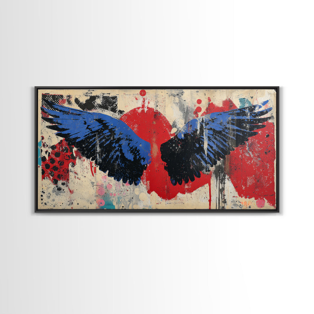 Spray Painted Angel Wings Canvas Print, Graffiti Art, Painting, Living Room Decor, Fine Art, Street, Canvas Art, Bedroom Decor, GRF-2x1-52