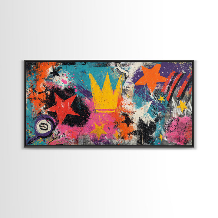 Abstract Crown and Stars Canvas Print, Graffiti Art, Bedroom Decor, Living Room Decor, Abstract Art, Street, Gallery Decor, GRF-2x1-63