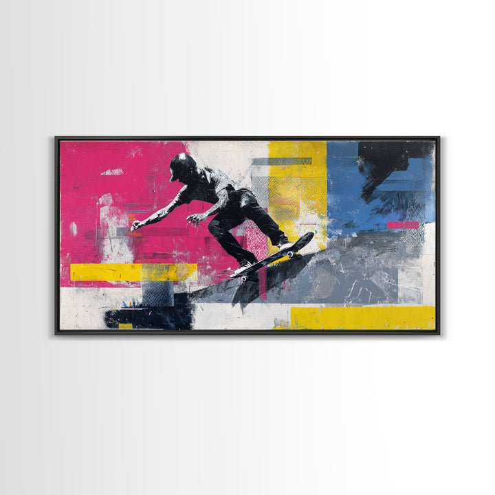 Bright Skateboard Ramp Color Fields Canvas Print, Graffiti Art, Canvas, Living Room Decor, Abstract Art, Street, GRF-2x1-68