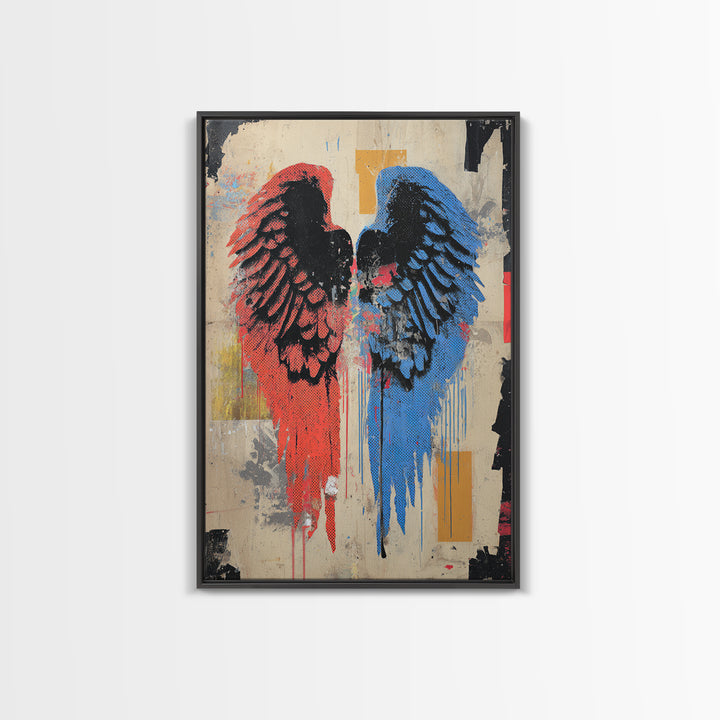 Spray Painted Angel Wings Canvas Print, Graffiti Art, Contemporary Art, Living Room Decor, Fine Art, Street, Original Painting, GRF-2x3-40