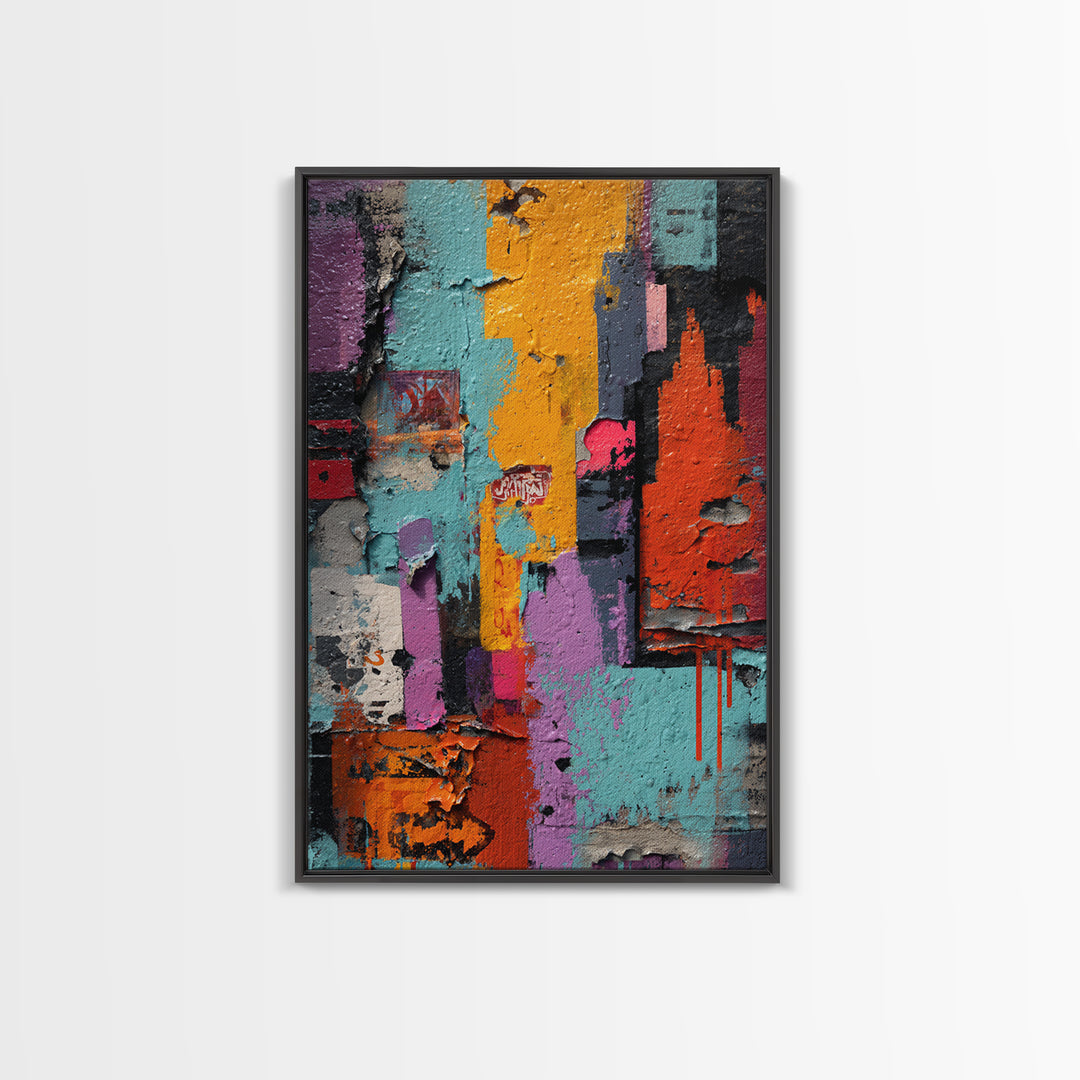 Paint Drips Forming a Skyline Silhouette Canvas Print, Graffiti Art, Large Wall Art, Living Room Decor, Fine Art, Street, GRF-2x3-45