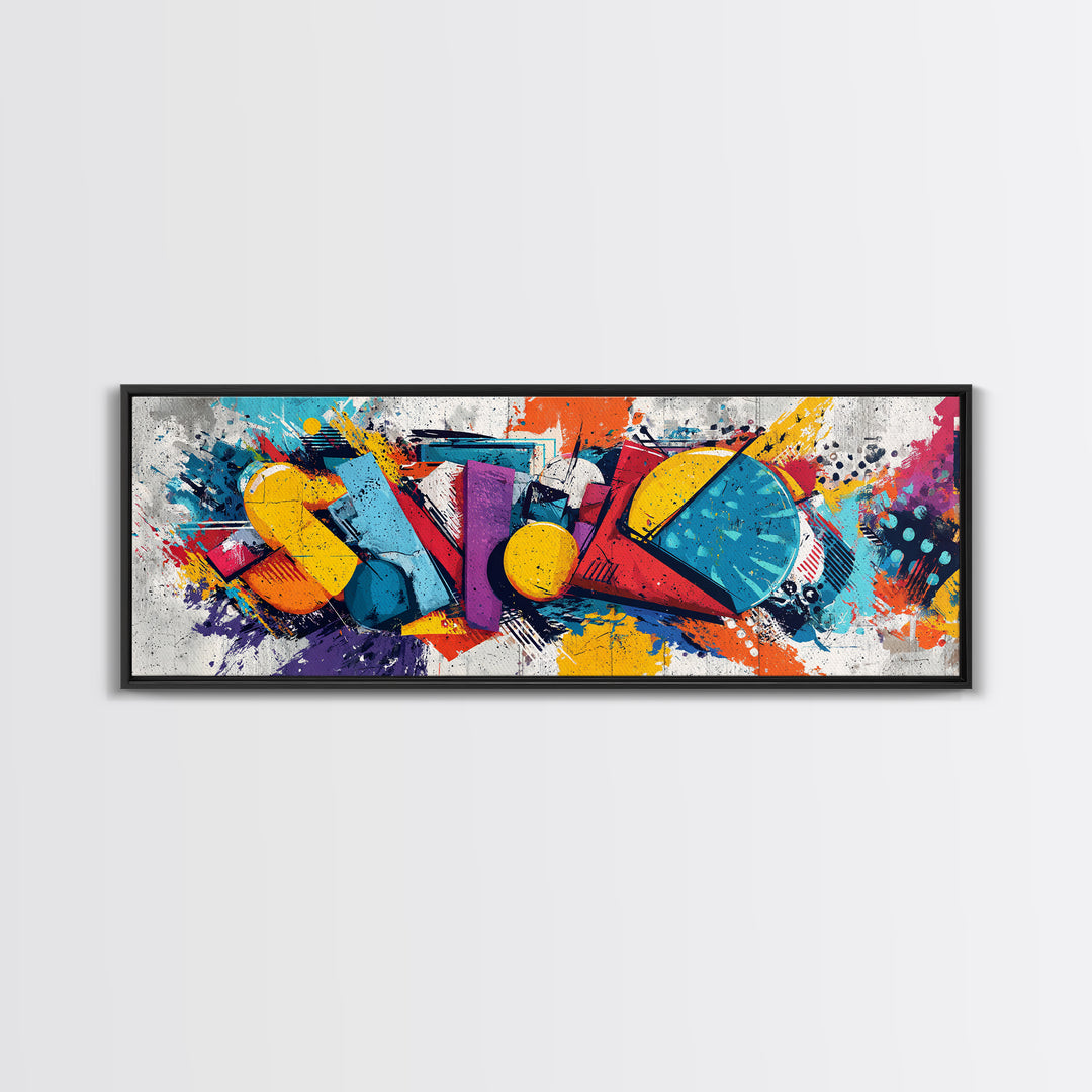 Wildstyle Arrows and Loops as Abstraction Framed Canvas Print, Graffiti Art, Statement Artwork, Living Room Decor, Abstract Art, GRF-3x1-7