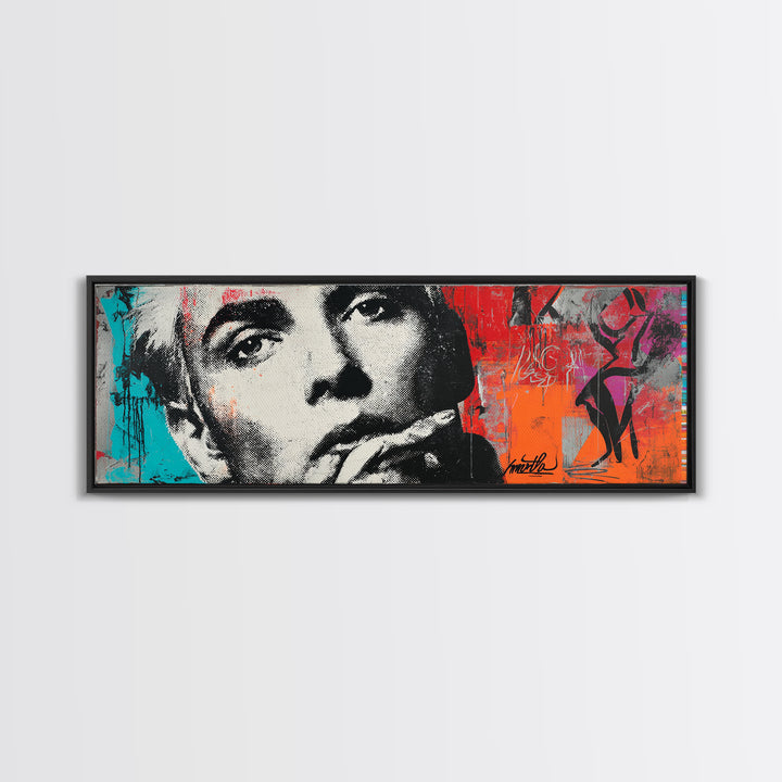 Stencil Portrait with Red and Black Contrast Canvas Print, Graffiti Art, Art, Living Room Decor, Street, Canvas Wall Art, GRF-3x1-76