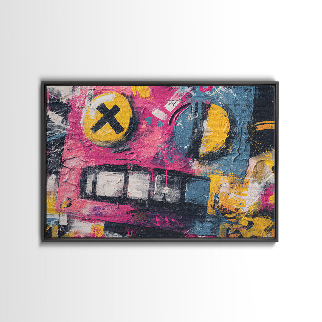 Cartoon Robot Character Canvas Print, Graffiti Art, Bedroom Decor, Living Room Decor, Fine Art, Street, Gallery Decor, GRF-3x2-38