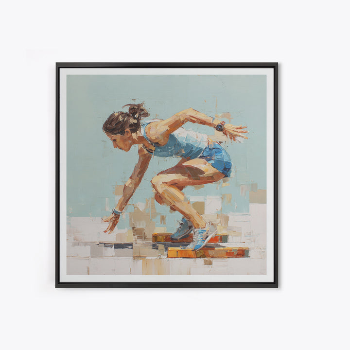 Sprinter Exploding from Starting Blocks Canvas Print, Gym Art, Motivational Poster, Gym Decor, Abstract Art, Strength, GYM-1x1-3