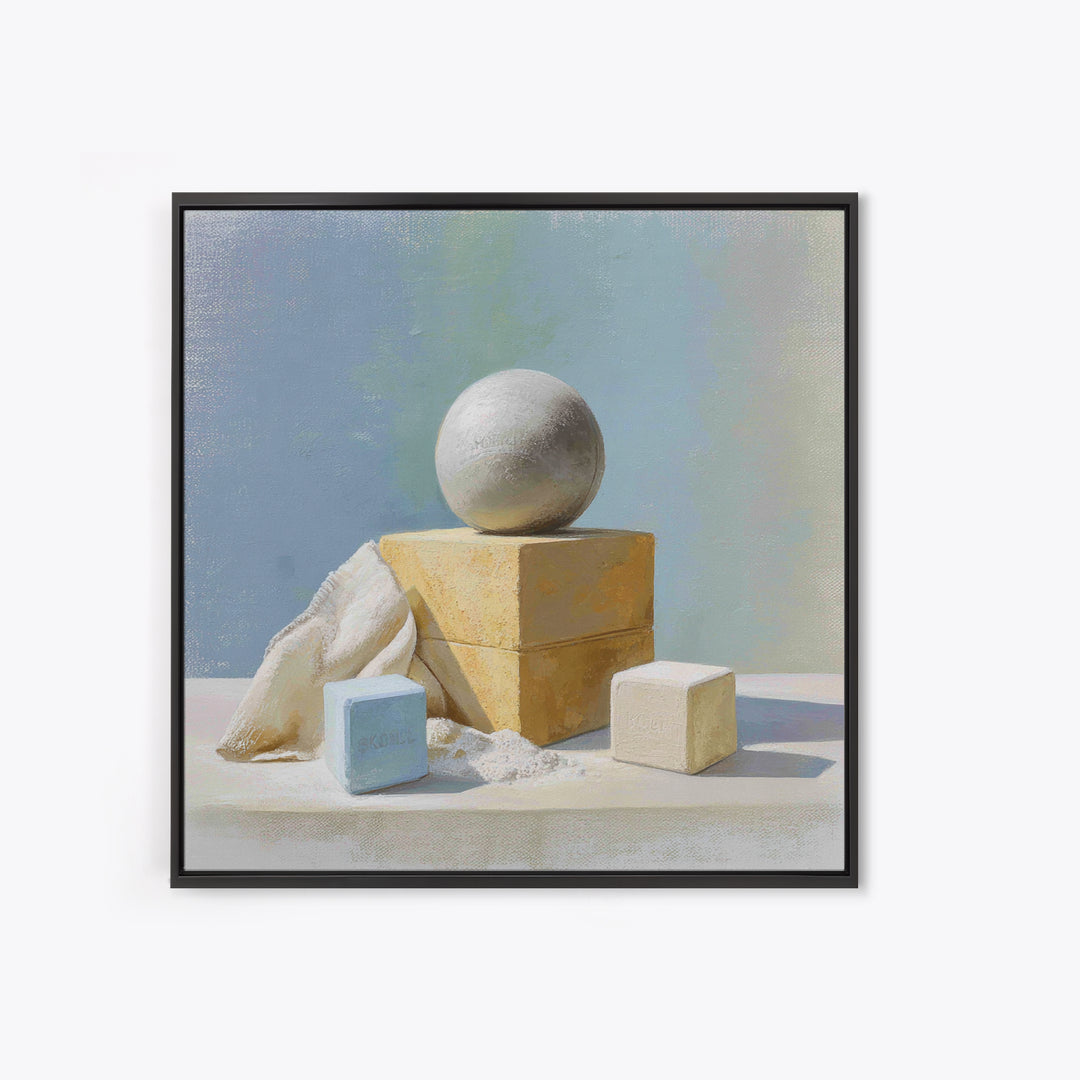 Medicine Ball and Chalk Still Life Framed Canvas Print, Gym Art, Framed Canvas, Gym Decor, Fine Art, Strength, GYM-1x1-71