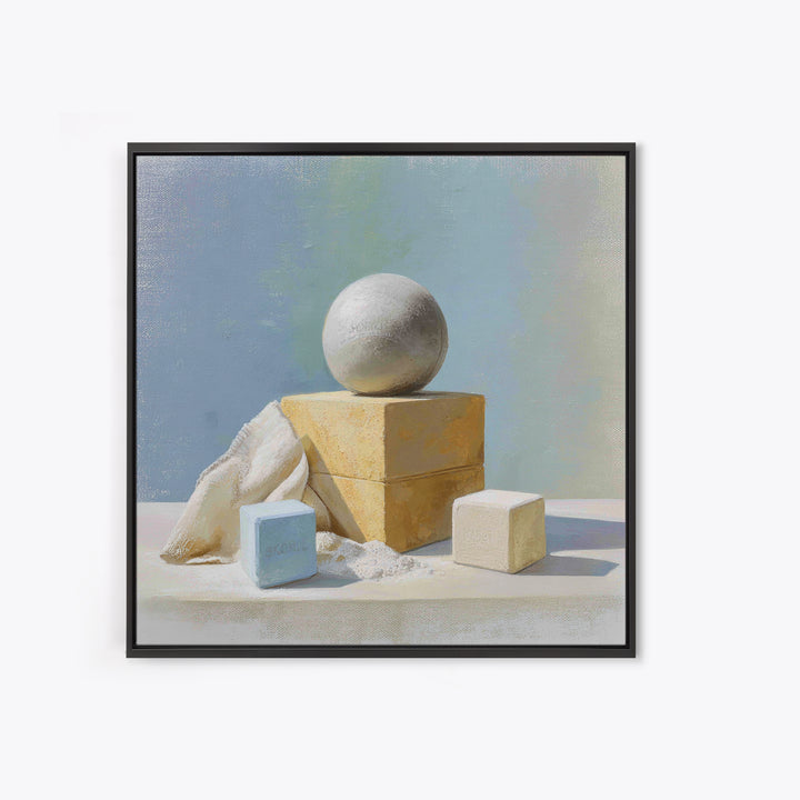 Medicine Ball and Chalk Still Life Framed Canvas Print, Gym Art, Framed Canvas, Gym Decor, Fine Art, Strength, GYM-1x1-71