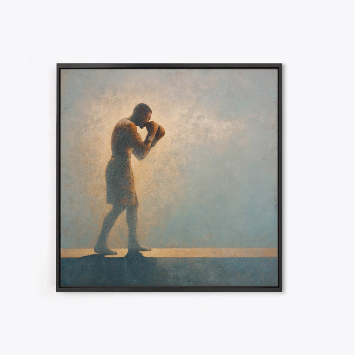 Powerful Boxer Silhouette Canvas Print, Gym Art, Living Room Decor, Gym Decor, Oil Painting, Strength, Sports Poster, GYM-1x1-97