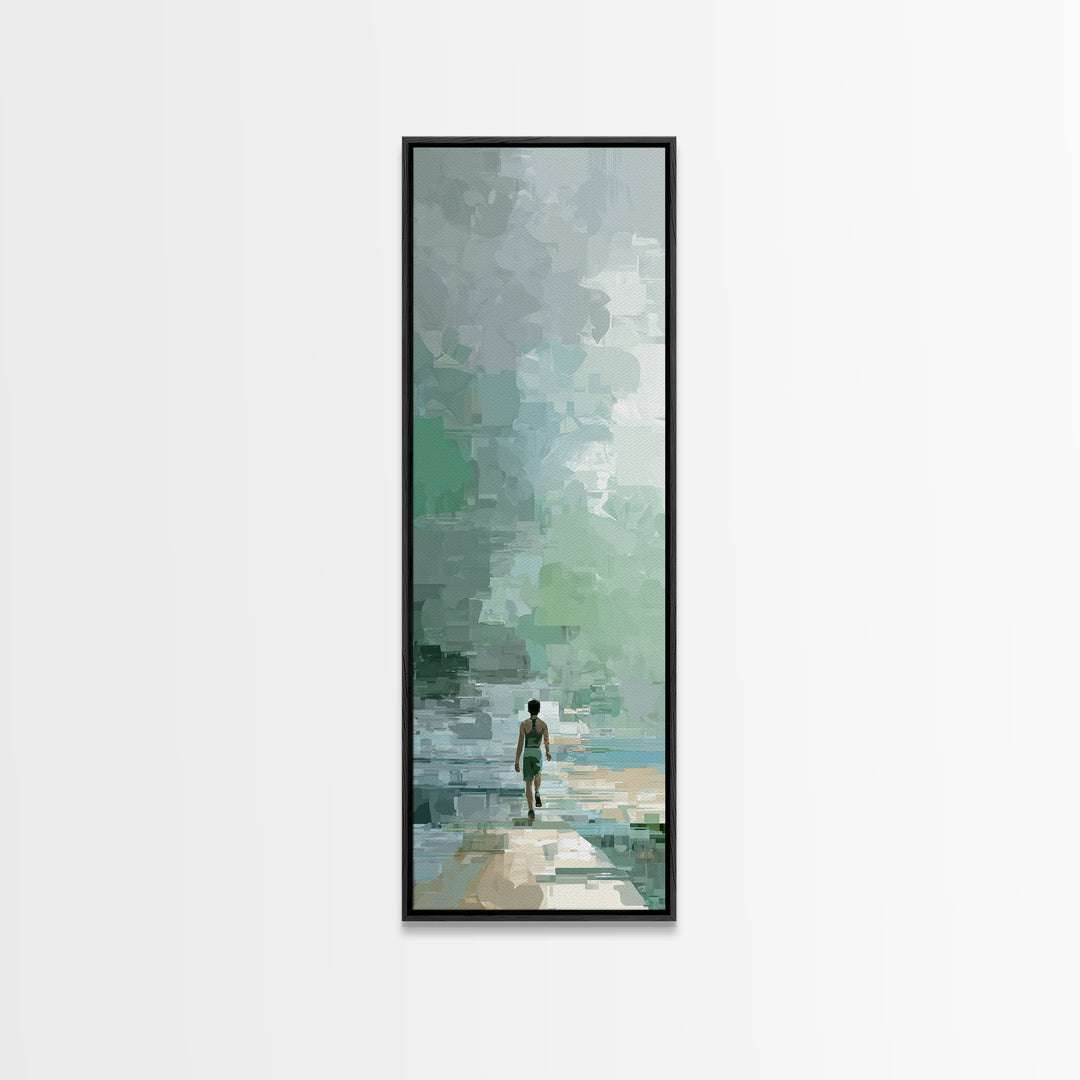 Sprinter Exploding from Starting Blocks Framed Canvas Print, Gym Art, Motivational Poster, Gym Decor, Abstract Art, Strength, GYM-1x3-15