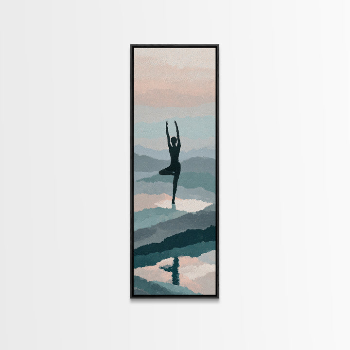 Runner on Mountain Ridge at Sunrise Framed Canvas Print, Gym Art, Home Gym Decor, Gym Decor, Fine Art, Strength, Art Print, GYM-1x3-96