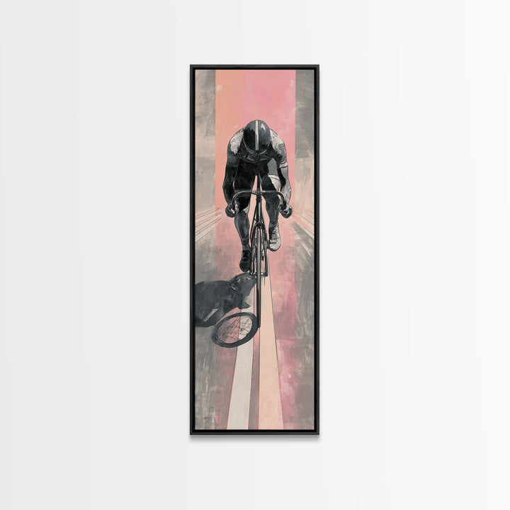 Cyclist Racing Through Neon Speed Lines Canvas Print, Gym Art, Room Decor, Gym Decor, Abstract Art, Strength, Bar Art, GYM-1x3-98