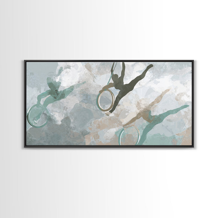 Gymnast Rings Athlete Framed Canvas Print, Gym Art, Bodybuilding Poster, Gym Decor, Fine Art, Strength, Modern Decor, GYM-2x1-11