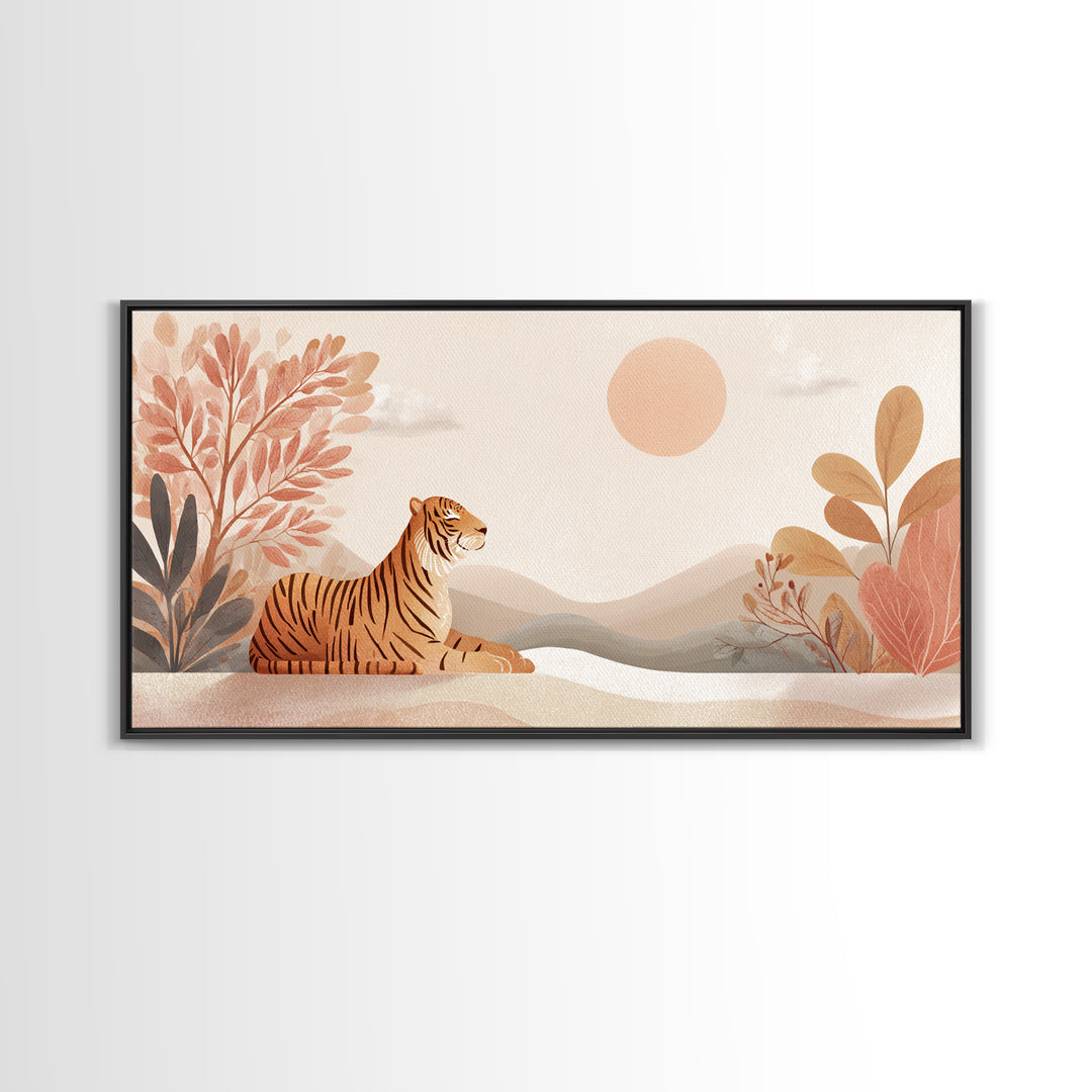 Tiger Representing Strength and Focus Framed Canvas Print, Gym Art, Printable Wall Art, Gym Decor, Fine Art, Strength, GYM-2x1-13