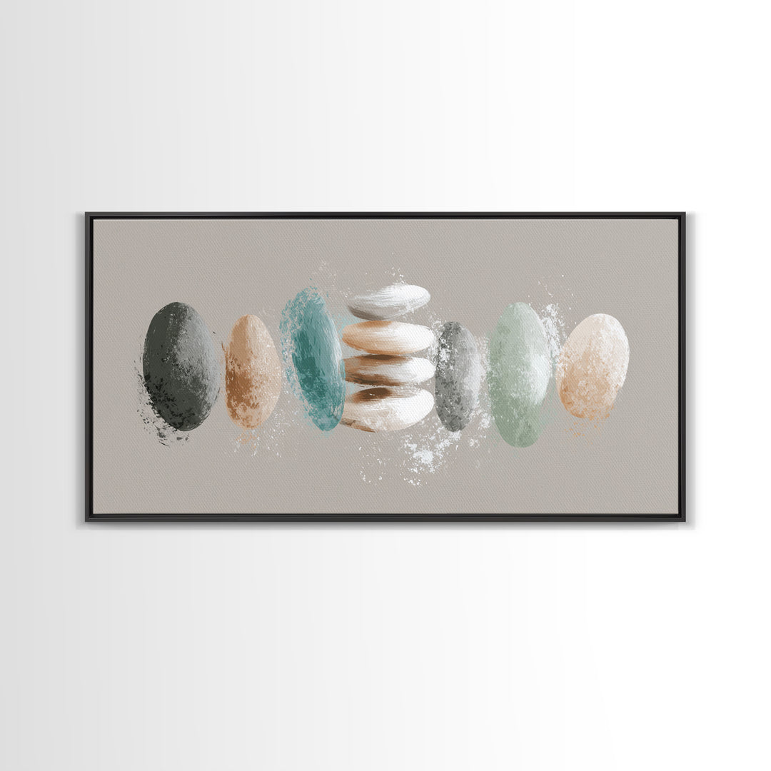 Minimal Heartbeat and Mountain Endurance Symbol Framed Canvas Print, Gym Art, Luxury Decor, Gym Decor, Fine Art, Strength, GYM-2x1-14