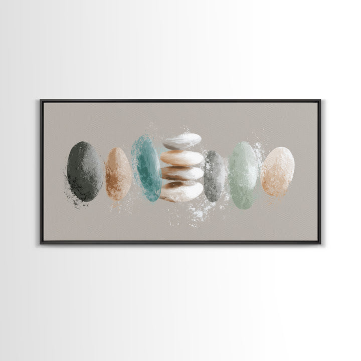 Minimal Heartbeat and Mountain Endurance Symbol Framed Canvas Print, Gym Art, Luxury Decor, Gym Decor, Fine Art, Strength, GYM-2x1-14