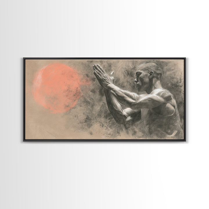 Bodybuilder Pose Rendered Canvas Print, Gym Art, Print, Gym Decor, Fine Art, Strength, Wall Decoration, Sports Decor, GYM-2x1-48