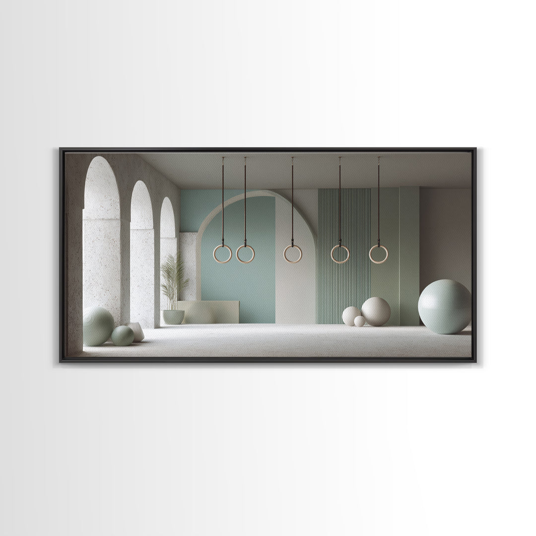 Gymnast Rings Athlete Framed Canvas Print, Gym Art, Wall Decor, Gym Decor, Fine Art, Strength, Wall Art Decor, Wall Decoration, GYM-2x1-83