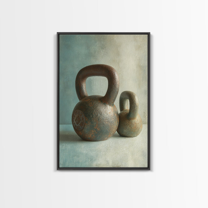 Kettlebell Still Life Framed Canvas Print, Gym Art, Motivational Poster, Gym Decor, Abstract Art, Strength, Motivational Art, GYM-2x3-41