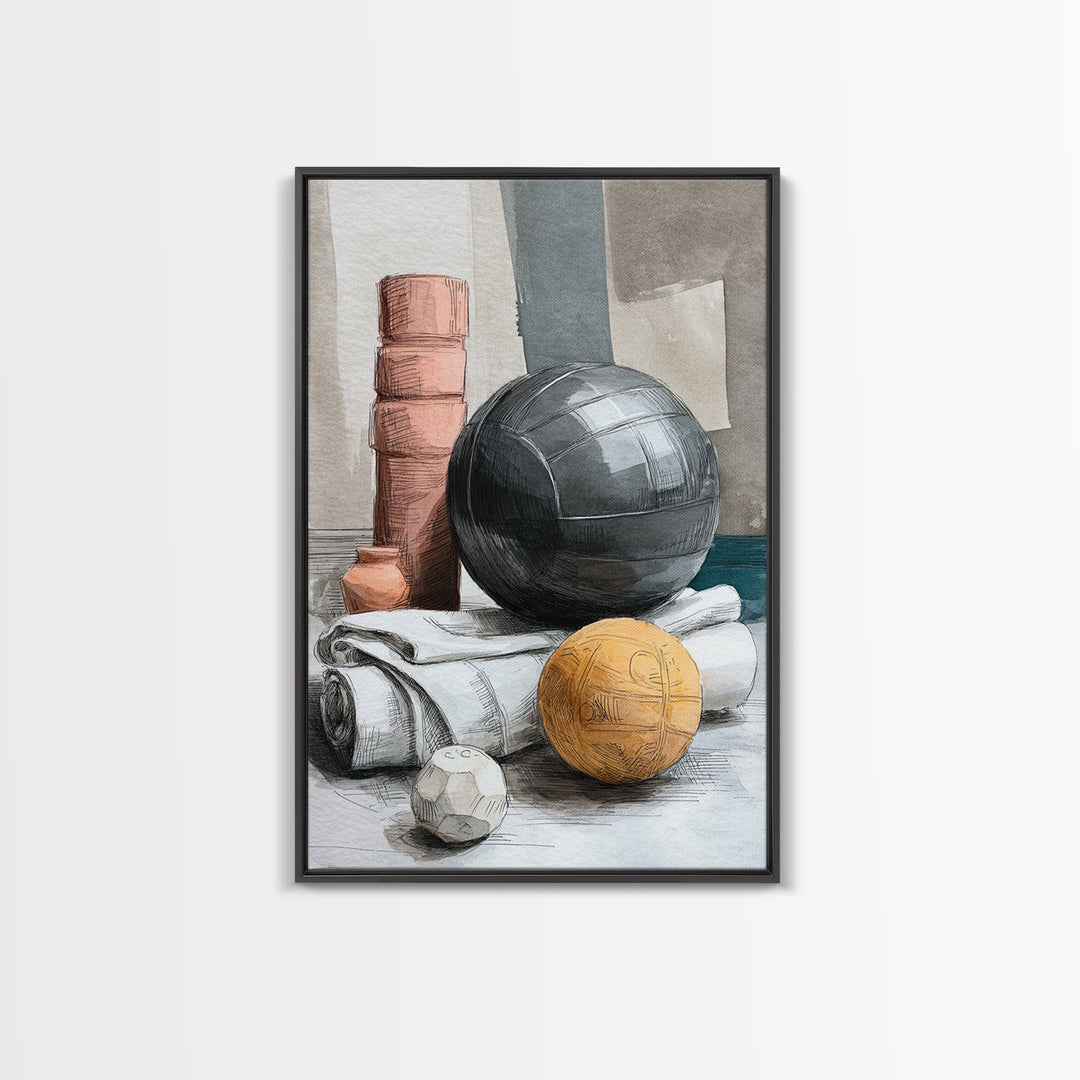Medicine Ball and Chalk Still Life Canvas Print, Gym Art, Fine Art Print, Gym Decor, Fine Art, Strength, Wall Decor, GYM-2x3-7