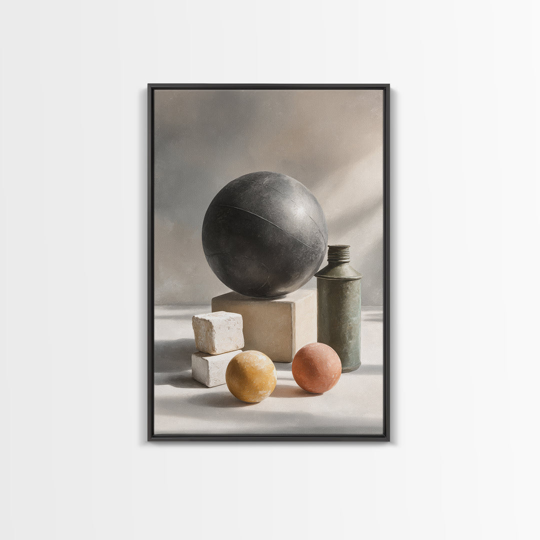 Medicine Ball and Chalk Still Life Canvas Print, Gym Art, Sports Wall Art, Gym Decor, Fine Art, Strength, Home Gym Decor, GYM-2x3-79