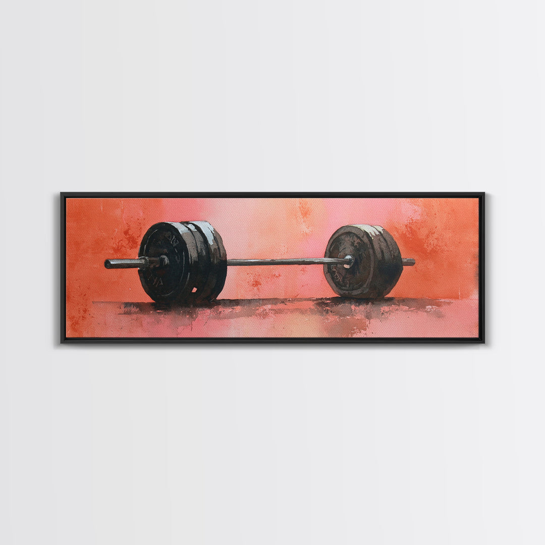 Barbell and Plates Canvas Print, Gym Art, Sports Poster, Gym Decor, Strength, Neutral Decor, Modern Decor, Fine Art Print, GYM-3x1-42