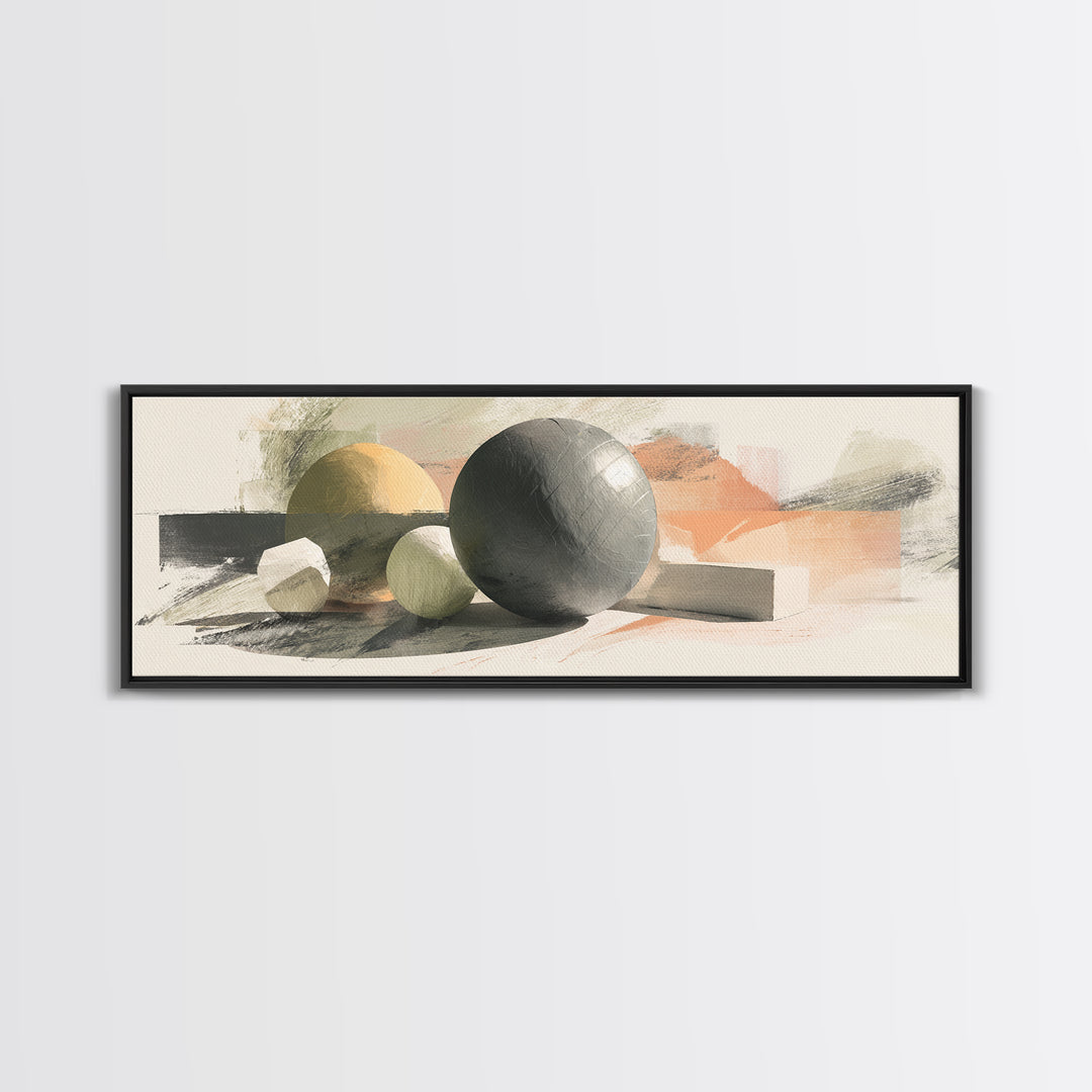Medicine Ball and Chalk Still Life Framed Canvas Print, Gym Art, Minimalist Decor, Gym Decor, Strength, Motivational Poster, GYM-3x1-63