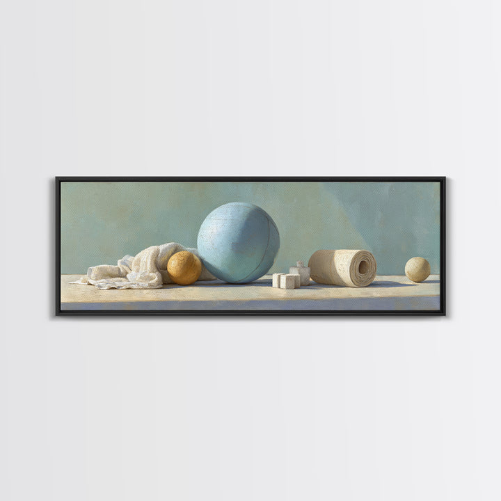 Medicine Ball and Chalk Still Life Framed Canvas Print, Gym Art, Black Girl Wall Art, Gym Decor, Fine Art, Strength, Gym Sign, GYM-3x1-87