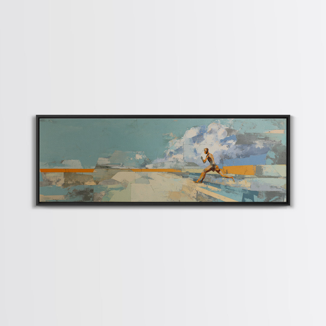 Sprinter Exploding from Starting Blocks Canvas Print, Gym Art, Canvas Wall Art, Gym Decor, Fine Art, Strength, Cool Posters, GYM-3x1-91