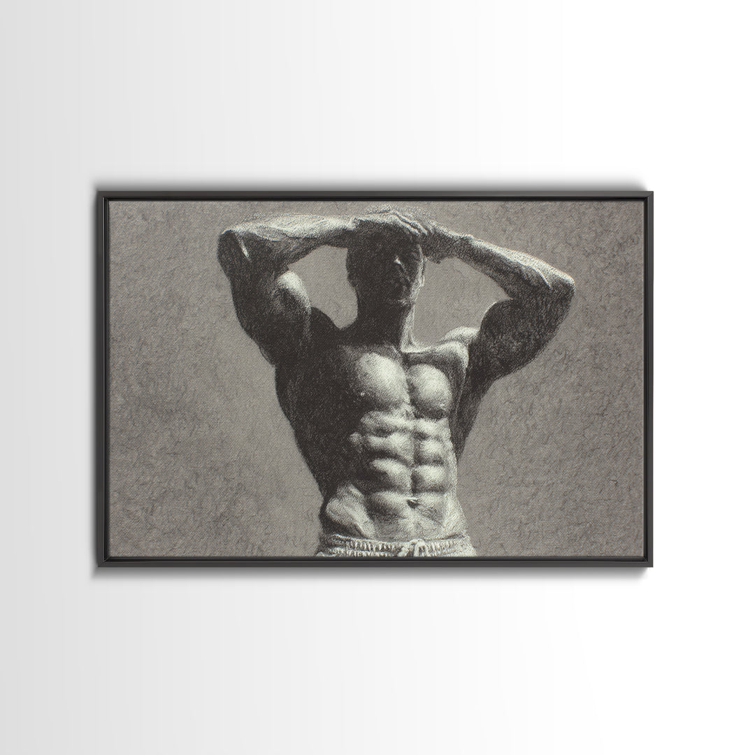 Bodybuilder Pose Rendered Canvas Print, Gym Art, Art Print, Gym Decor, Fine Art, Strength, Abstract Wall Art, Bar Art, GYM-3x2-56