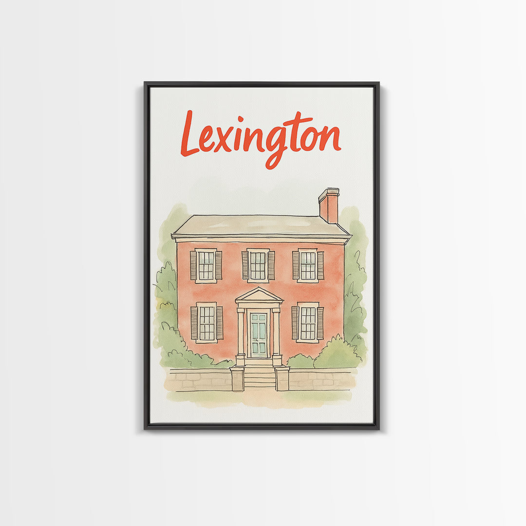 Lexington Travel Poster, Canvas Print, Illustrated City Wall Art, Lexington Wall Art, Travel Poster Art, Watercolor City Skyline, Design 2